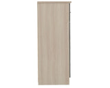 Nevada 5 Drawer Low Wardrobe - Grey Gloss/Light Oak Effect Veneer
