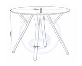 ATHENS ROUND & AVERY DINING SET (X4 CHAIRS) - CONCRETE/SAPPHIRE BLUE VELVET