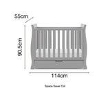 Stamford Space Saver Cot + Sprung Mattress - Warm Grey