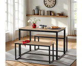 LINCOLN 1+2 DINING BENCH SET - SONOMA OAK EFFECT/BLACK