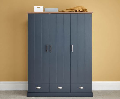 Kendal 3 Door 3 Drawer Wardrobe Slate Blue