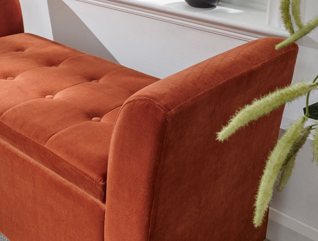 Genoa window seat russet fabric