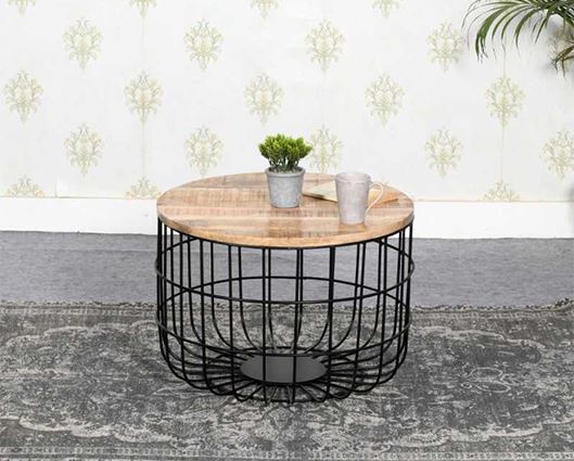 Surrey Solid Wood & Metal Wire Coffee Table