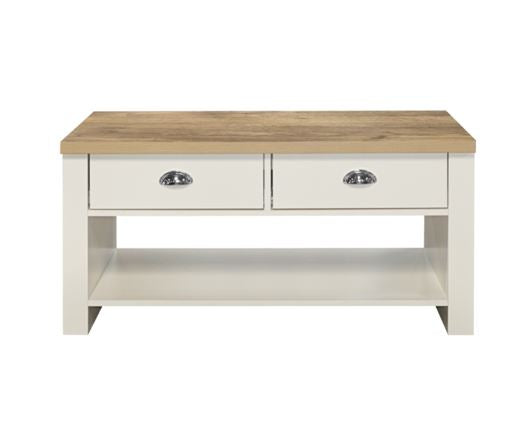 Highgate 2 Drawer Coffee Table-Cream