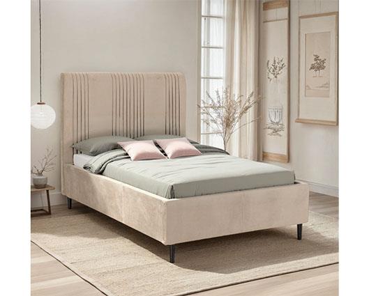 MAINE 5' BED - TAUPE VELVET FABRIC