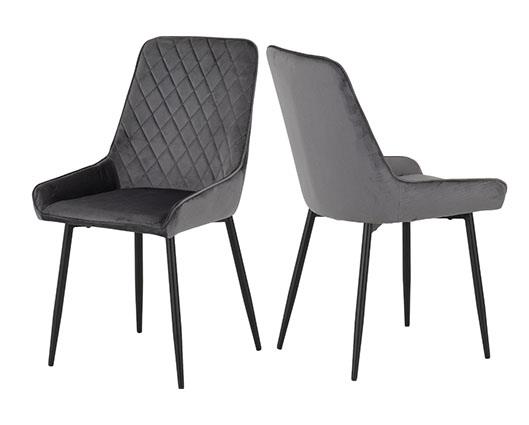 QUEBEC WAVE & AVERY DINING SET (X4 CHAIRS) - MEDIUM OAK EFFECT/GREY VELVET