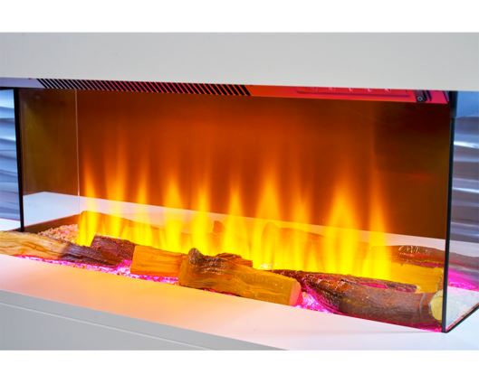 Sureflame WM-9332 Electric Wall Fireplace Suite with Downlights & Remote in Pure White