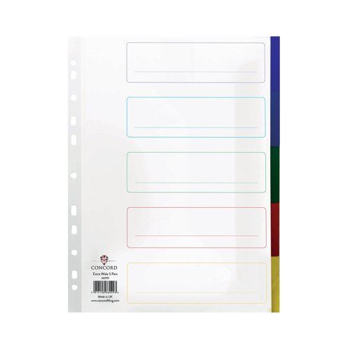 Concord 5-Part Extra Wide Index Polypropylene Multicoloured A4 66099