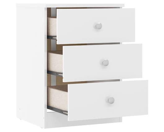 DENVER 3 DRAWER BEDSIDE - WHITE GLOSS