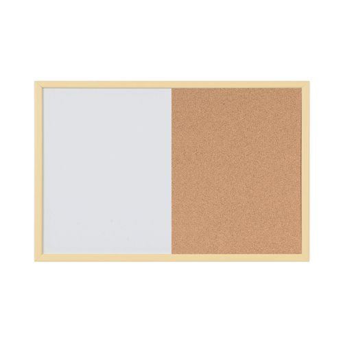 Bi-Office Pastel Magnetic Cork Combination Board Yellow Frame 60x40cm MX03106961