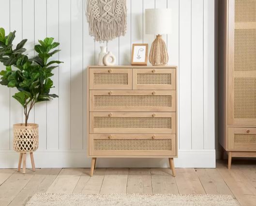 Croxley 5 Drawer Rattan Chest