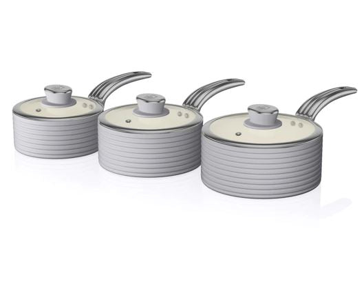 Swan Retro 3 Piece Saucepan Set