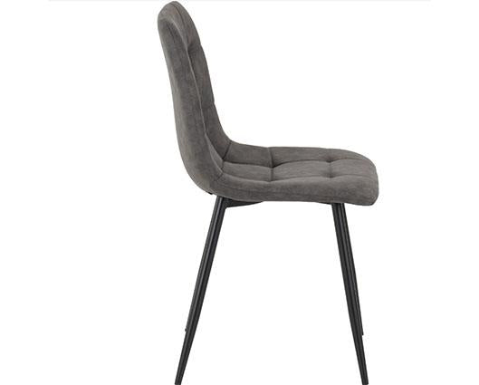 FENTON DINING SET (X4 CHAIRS) - WHITE/DARK GREY SUEDE FABRIC