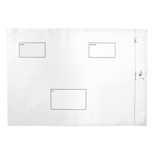 5 Star Elite Envelopes Waterproof Polythene Peel&#47;Seal Opaque 360x430mm 50mm Flap (Pack of 100)