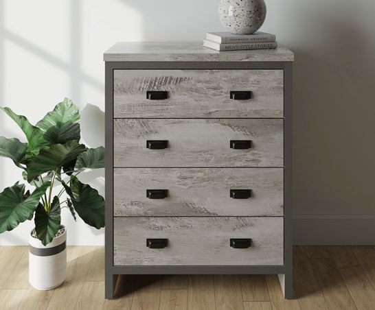 Boston 4 Drawer Chest Grey
