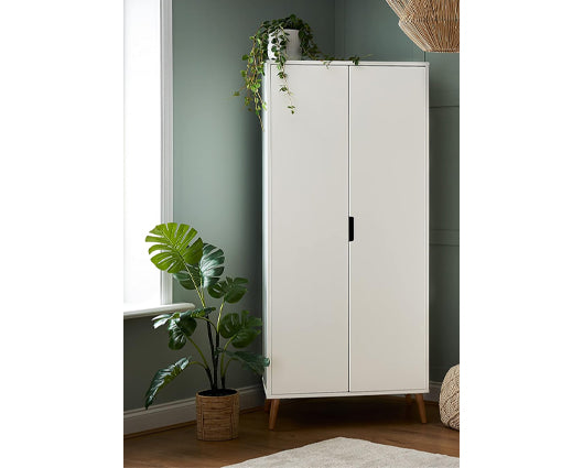 Maya Double Wardrobe - White with Natural