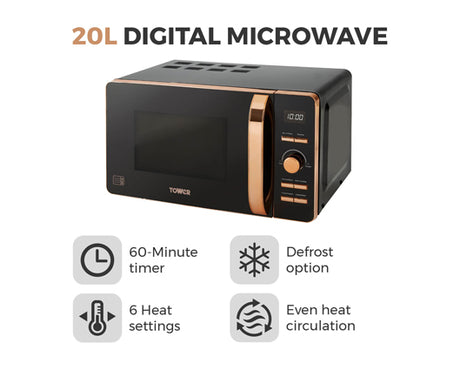 Tower 800W 20L Digital Microwave Rose Gold