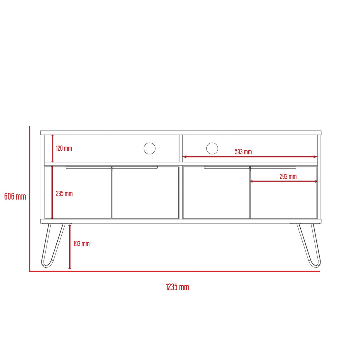 Nevada Wide Screen TV Rack with 4 Doors