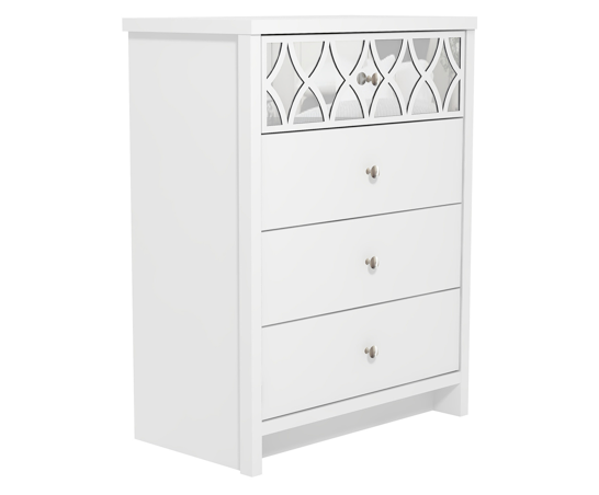 Arianna 4 Drawer Chest With 1 Mirror White