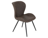 Quebec Wave Edge Dining Set - Medium Oak Effect/Black/Brown Faux Leather