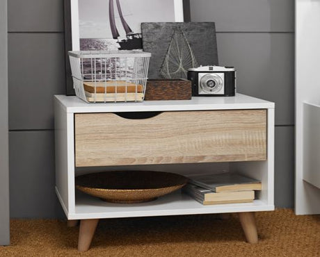 Stockholm 1 Drawer Bedside White-Oak