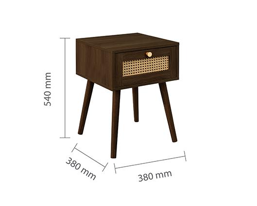 Croxley 1 Drawer Rattan Bedside - Walnut