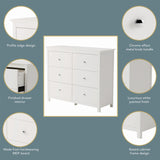 Nairn White 3+3 drawer wide chest of drawers