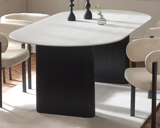 Bolivia Oval Dining Table White & Black