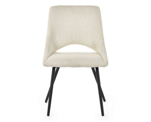 SET OF 2 IRIS BOUCLE DINING CHAIRS - IVORY