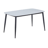 Aspen rectangular dining table, gloss white sintered stone top with black tapered legs