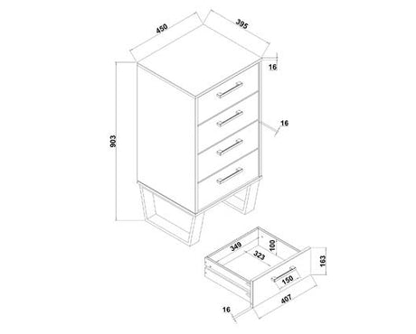 Texas 4 drawer narrow chest