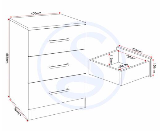 DAKOTA 3 DOOR WARDROBE BEDROOM SET - LIGHT GREY