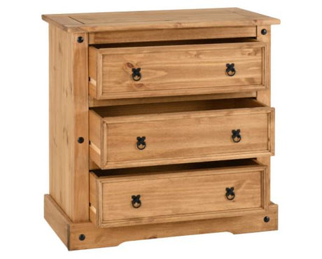 Corona 3 Drawer Chest - Distressed Waxed Pine