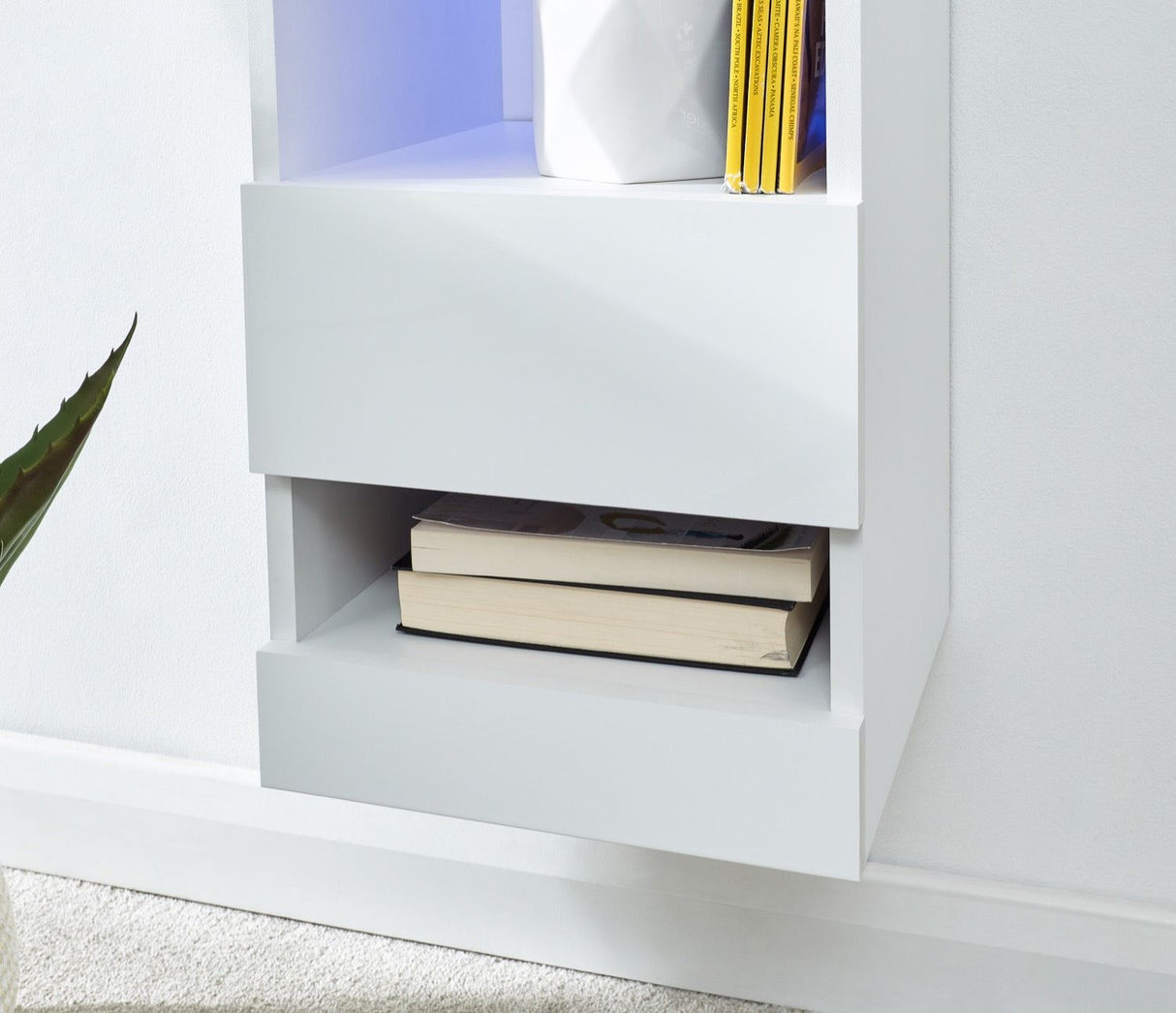 Galicia tall shelf unit with led white
