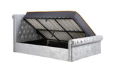 Sienna Double Ottoman Bed - Steel Crushed Velvet