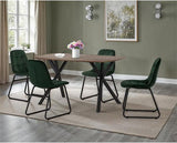 ATHENS RECT & LUKAS DINING SET (X4 CHAIRS) - MEDIUM OAK EFFECT/EMERALD GREEN VELVET