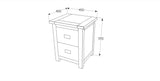 Boston 2 Drawer Bedside