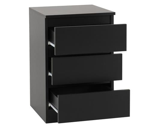 MALVERN 3 DOOR WARDROBE BEDROOM SET - BLACK