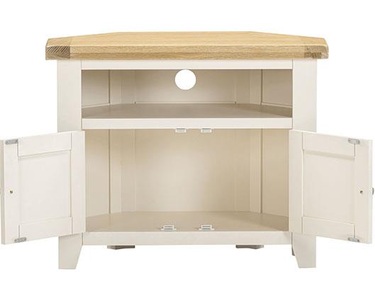 WINDSOR CORNER TV UNIT - IVORY/OAK