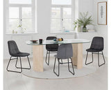 MODENA & LUKAS DINING SET (X4 CHAIRS) - CREAM/GREY VELVET