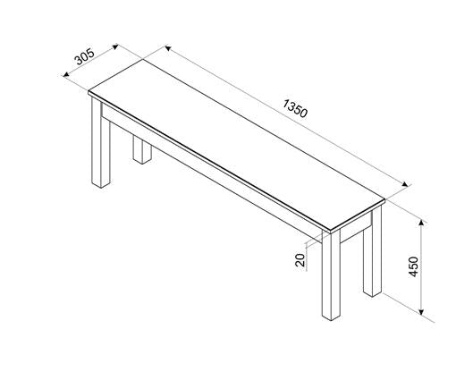Corona linea bench grey for 1500mm table