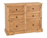 Corona 6 Drawer Chest - Distressed Waxed Pine