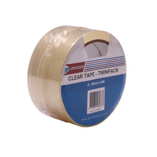 GoSecure Twin Pack Tape 25mmx66m Clear (6 Pack) PB02305