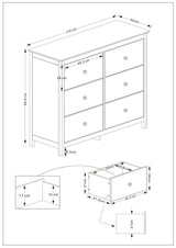 Nairn White 3+3 drawer wide chest of drawers
