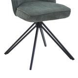 Aspen swivel dining chairs, green cord fabric with black metal legs (pair)