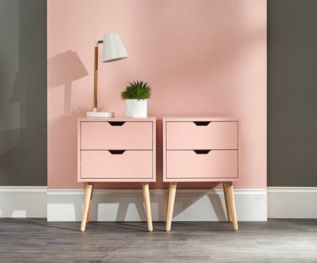 Nyborg Single 2 Drawer Bedside Coral Pink