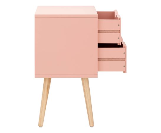 Nyborg Single 2 Drawer Bedside Coral Pink
