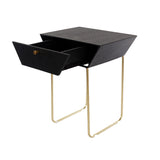 Apollo metal 1 drawer bedside cabinet, black with gold handle and legs