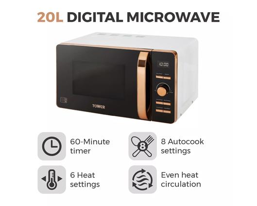 Tower 800W 20L Digital Microwave Rose Gold