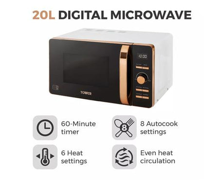 Tower 800W 20L Digital Microwave Rose Gold